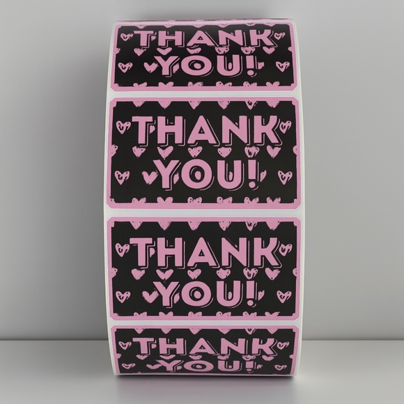 Thank You Stickers with Hearts – Cute Packaging Labels for Small Business Orders - Picture 1 of 11